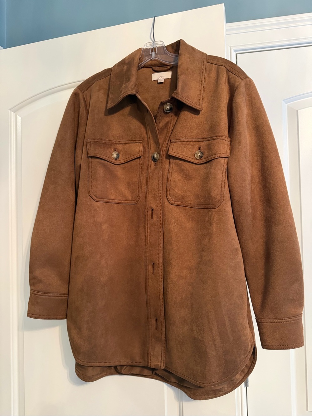 LOFT Brown Faux Suede Utility Jacket